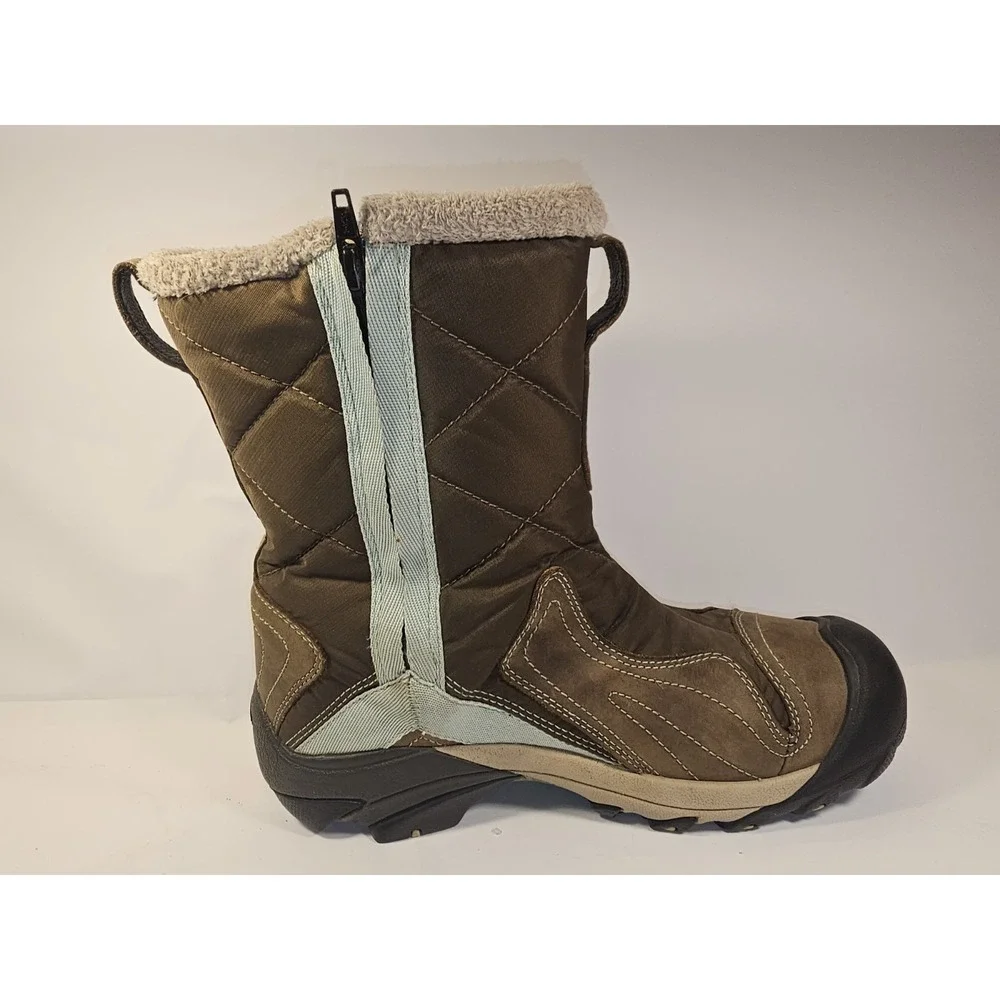 Keen Betty Waterproof Insulated Brown Teal ‎ Zippered Snow Boot Women's Size 8
